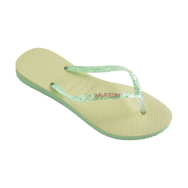 Chinelo Havaianas Slim Gliter Flourish Feminina Verde Jardim