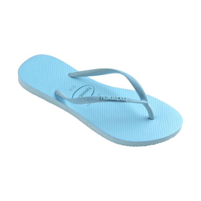 Chinelo Havaianas Slim Glitter Neon Feminino Azul Water