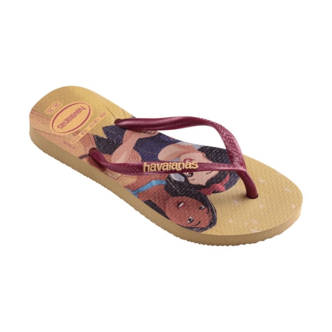Chinelo Havaianas Slim Princesas Infantil Feminino Dourado