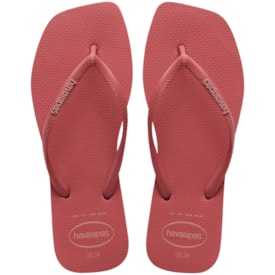 Chinelo Havaianas Slim Quare Logo Pop Feminino Pau Brasil