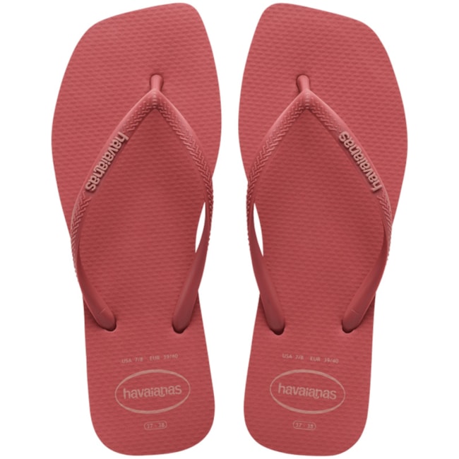 Chinelo Havaianas Slim Quare Logo Pop Feminino Pau Brasil