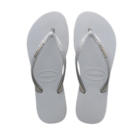 Chinelo Havaianas Slim Sparkle II Feminino Cinza Gelo