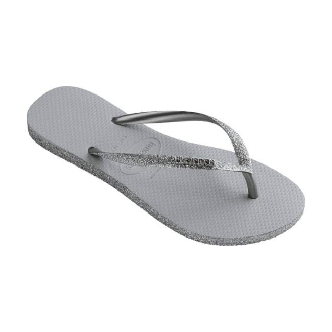 Chinelo Havaianas Slim Sparkle II Feminino Cinza Gelo