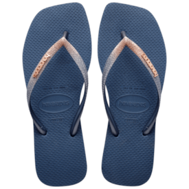 Chinelo Havaianas Slim Square Glitter Feminino Azul Indigo