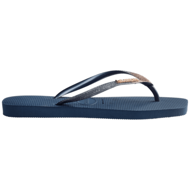 Chinelo Havaianas Slim Square Glitter Feminino Azul Indigo