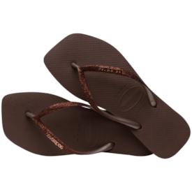 Chinelo Havaianas Slim Square Glitter Feminino Cafe