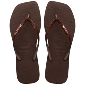 Chinelo Havaianas Slim Square Glitter Feminino Cafe