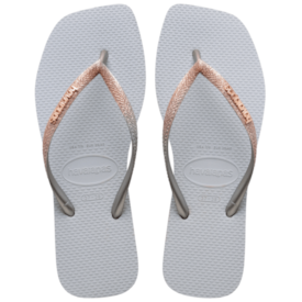 Chinelo Havaianas Slim Square Glitter Feminino Cinza Gelo