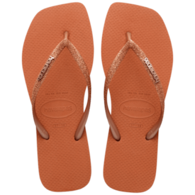 Chinelo Havaianas Slim Square Glitter Feminino Laranja Cerrado