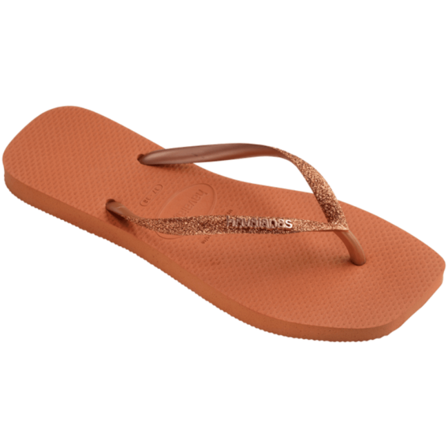 Chinelo Havaianas Slim Square Glitter Feminino Laranja Cerrado