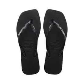 Chinelo Havaianas Slim Square Logo Metallic Feminino Preto