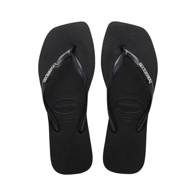 Chinelo Havaianas Slim Square Logo Metallic Feminino Preto
