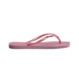Chinelo Havaianas Slim Square Logo Metallic Feminino Rosa Chiffon