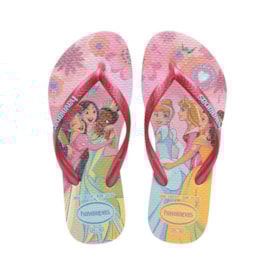 Chinelo Havaianas Slim Square Logo Metallic Infantil Feminino Rosa Glow