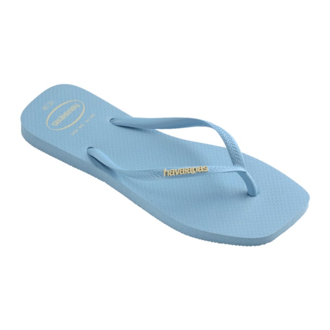 Chinelo Havaianas Slim Square Logo Pop Feminino Azul Lavanda