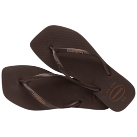 Chinelo Havaianas Slim Square Logo Pop Feminino Cafe