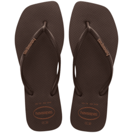 Chinelo Havaianas Slim Square Logo Pop Feminino Cafe