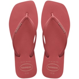 Chinelo Havaianas Slim Square Logo Pop Feminino Pau Brasil