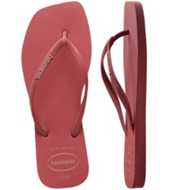 Chinelo Havaianas Slim Square Logo Pop Feminino Pau Brasil