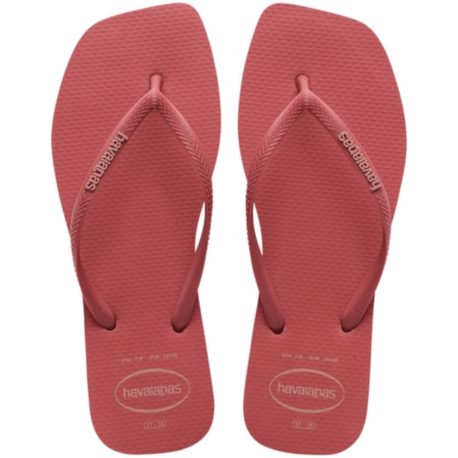 Chinelo Havaianas Slim Square Logo Pop Feminino Pau Brasil