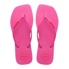 Chinelo Havaianas Slim Square Logo Pop Feminino Rosa Flux