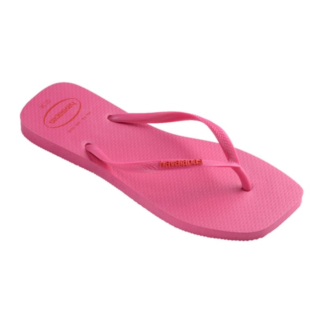 Chinelo Havaianas Slim Square Logo Pop Feminino Rosa Flux