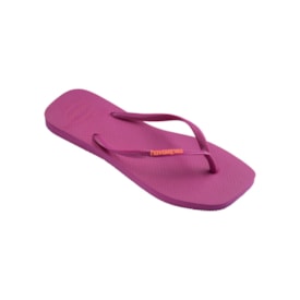 Chinelo Havaianas Slim Square Logo Pop Feminino Rosa Gum
