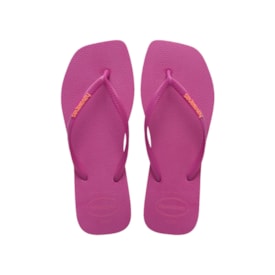 Chinelo Havaianas Slim Square Logo Pop Feminino Rosa Gum