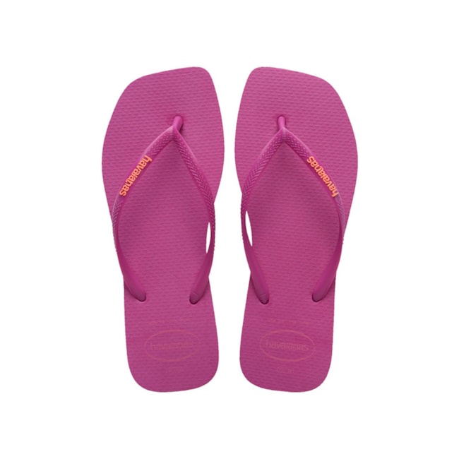 Chinelo Havaianas Slim Square Logo Pop Feminino Rosa Gum
