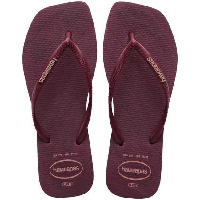 Chinelo Havaianas Slim Square Logo Pop Feminino Terra Roxa