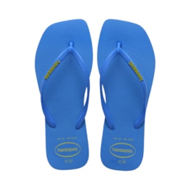 Chinelo Havaianas Slim Square Logo Pop Up Feminino  Azul Brilhante