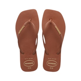 Chinelo Havaianas Slim Square Logo Pop Up Feminino  Ferrugem