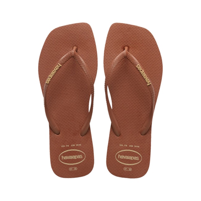 Chinelo Havaianas Slim Square Logo Pop Up Feminino  Ferrugem