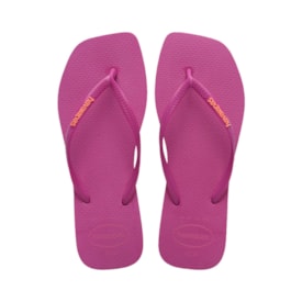 Chinelo Havaianas Slim Square Logo Pop Up Feminino  Rosa Gum