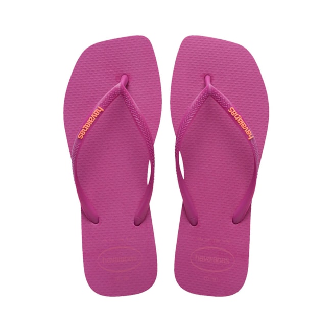 Chinelo Havaianas Slim Square Logo Pop Up Feminino  Rosa Gum