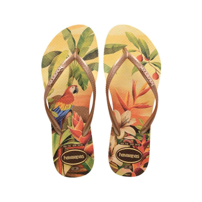 Chinelo Havaianas Slim Tropical Feminino Amarelo Caja