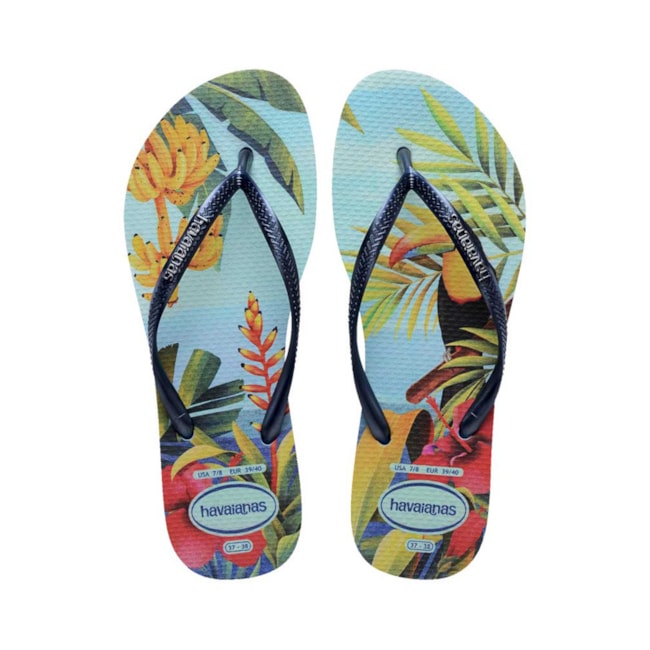Chinelo Havaianas Slim Tropical Feminino Azul