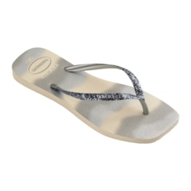 Chinelo Havaianas Square Glitter Party Feminino Bege Palha