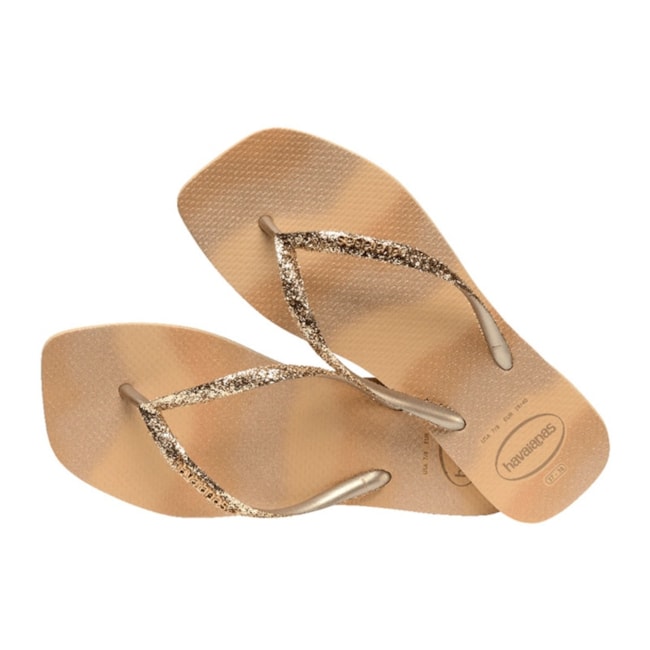Chinelo Havaianas Square Glitter Party Feminino Dourado