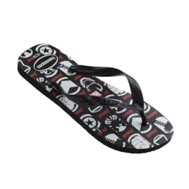 Chinelo Havaianas Top Marvel Logomania Infantil Unissex Preto
