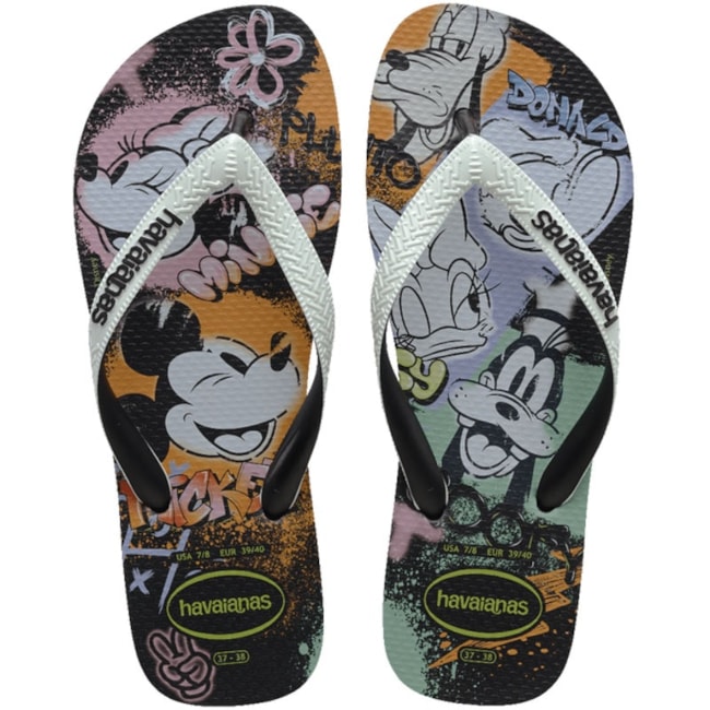 Chinelo Havainas Disney Stylish Unissex Preto