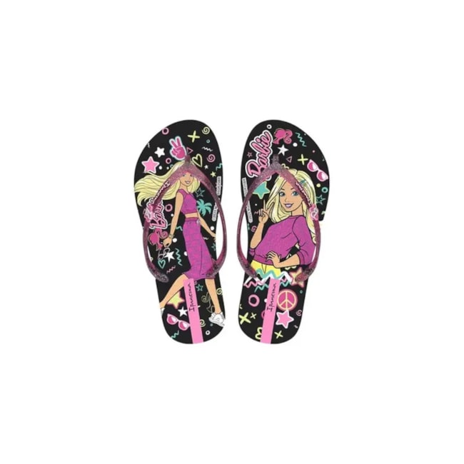 Chinelo Infantil Ipanema Feminino Preto Glitter