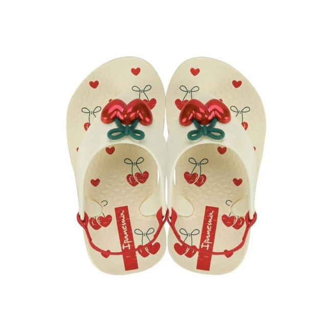 Chinelo Ipanema Infantil Bege Vermelho