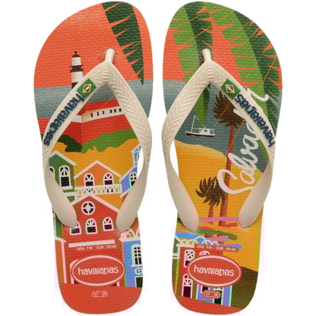 Chinelo Top Postcard Havaianas Masculino Bege Palha