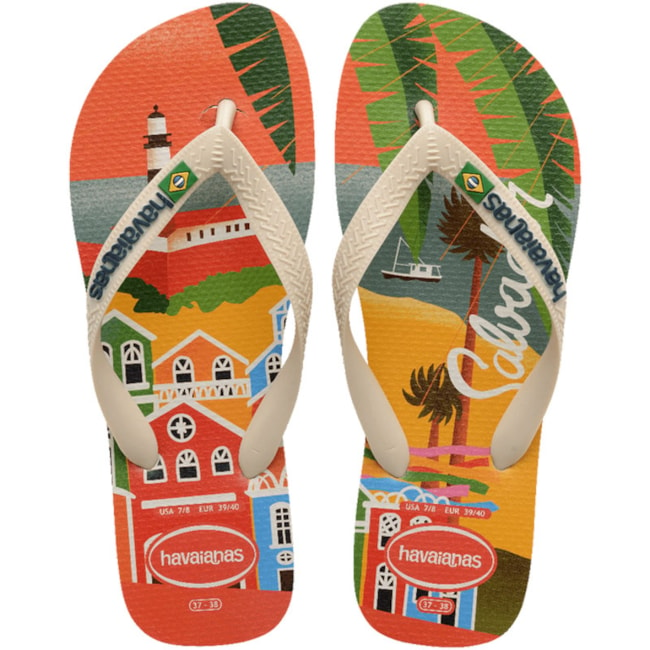 Chinelo Top Postcard Havaianas Masculino Bege Palha