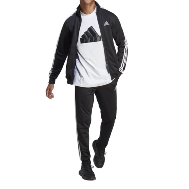 Conjunto Adidas Basic 3-Stripes Masculino Preto