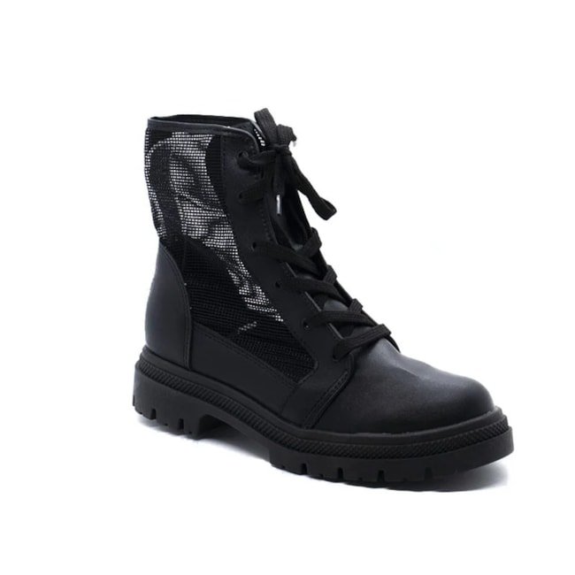 Coturno Moleca Salto Baixo Feminino Preto