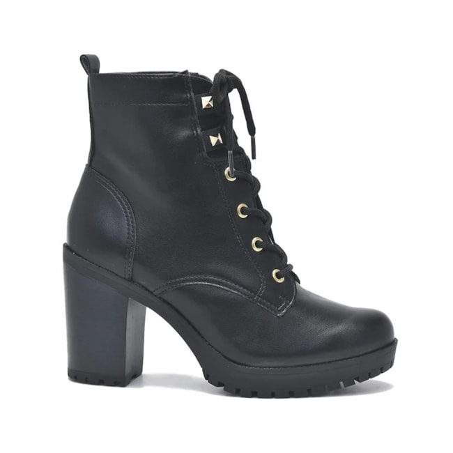 Coturno Salto Alto Via Marte Feminino Preto