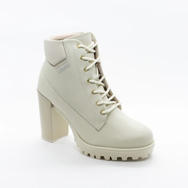 Coturno Salto Médio Moleca Feminino Branco Off