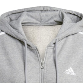 Jaqueta Moletom Adidas Essentials 3 Stripes Feminino Cinza